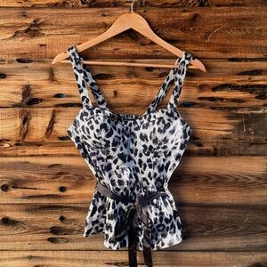 GUESS | Vintage Y2K Leopard Print Camisole with Black Tie M